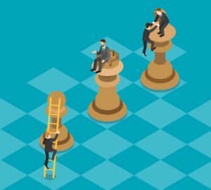 Win Win Game Strategy King Rook Pawn Flat 3d Isometry Isometric Business Planning Benefits Concept Web Vector Illustration. Businessmen Climbing Top Chess Figures. Creative People Collection. - Contabilidade digital em São Paulo – SP
